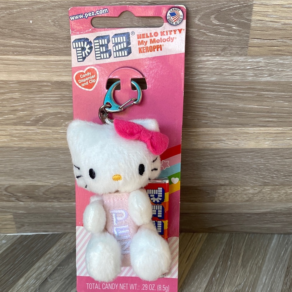 Hello Kitty White Plush with Pink Bow Keychain